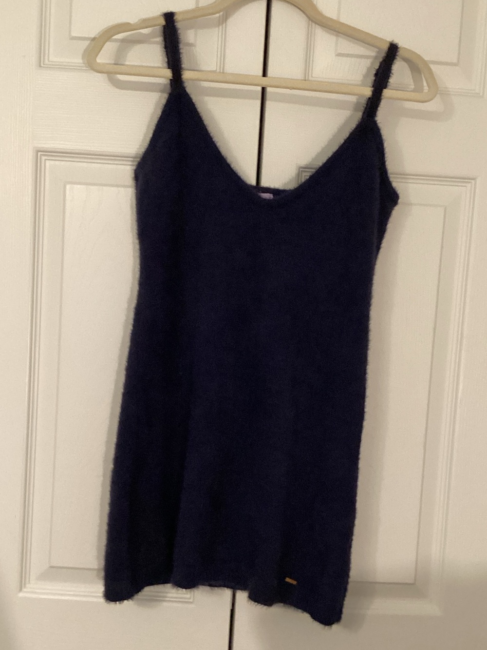 Savage X Fenty Plush Navy Fuzzy Spaghetti Strap Sleeveless Top